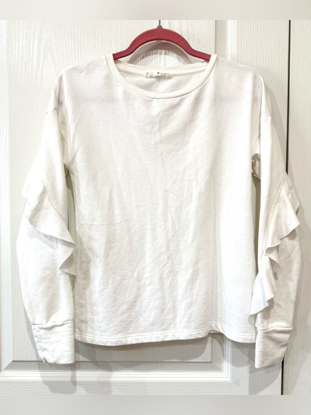 Cache White Ruffle-Sleeve Top